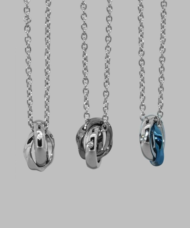 メンズシルバーアクセサリーブランドライオンハートのステンレス素材のシンプルなダブルリングネックレス