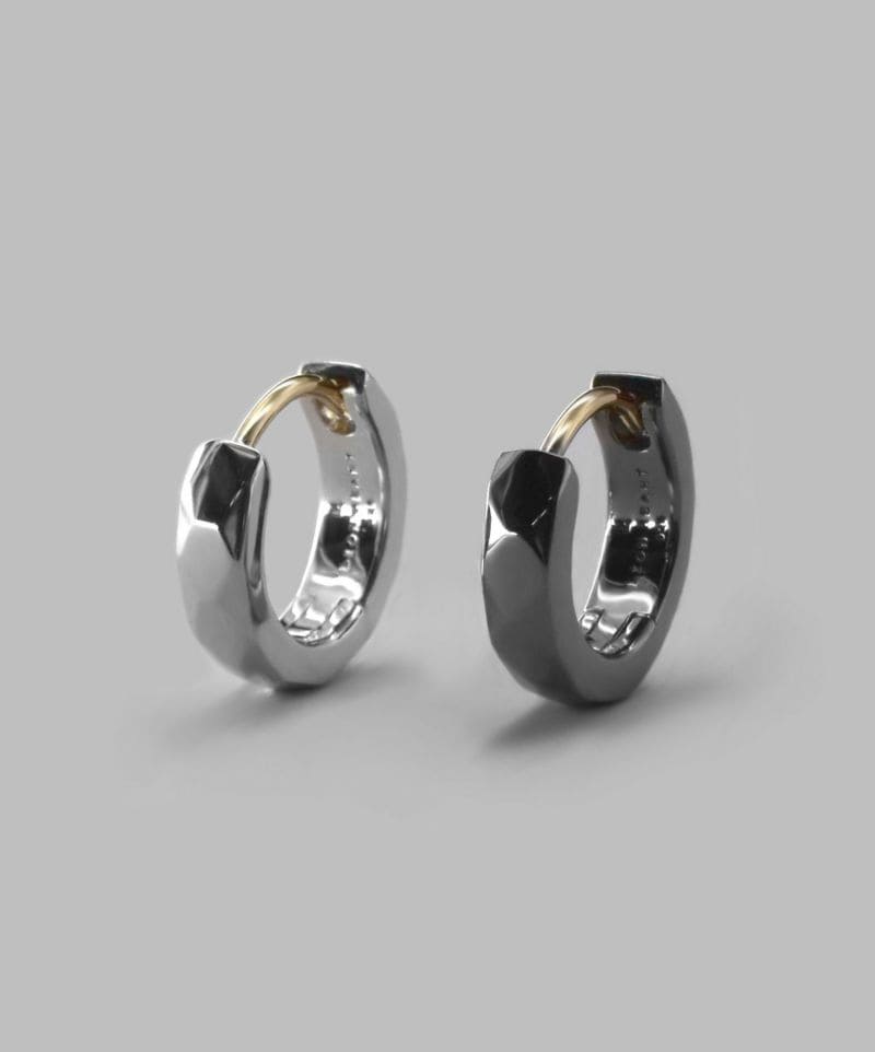 メンズシルバーアクセサリーブランドライオンハートのシンプルなカッティングフープピアス