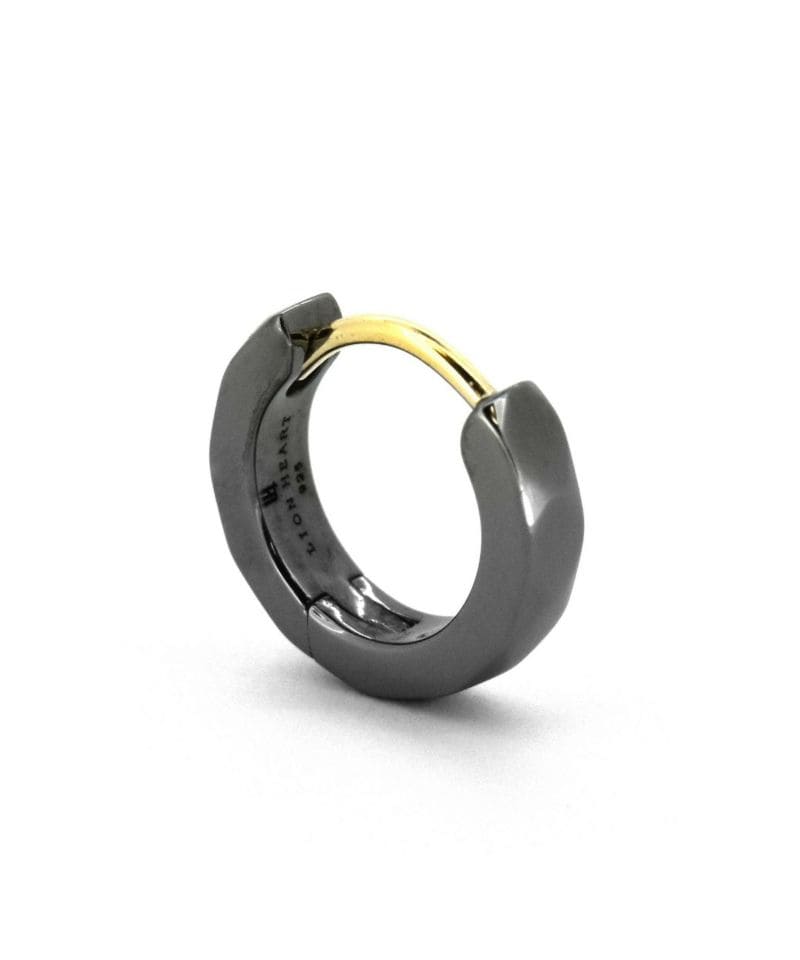 メンズシルバーアクセサリーブランドライオンハートのシンプルなブラックのフープピアス