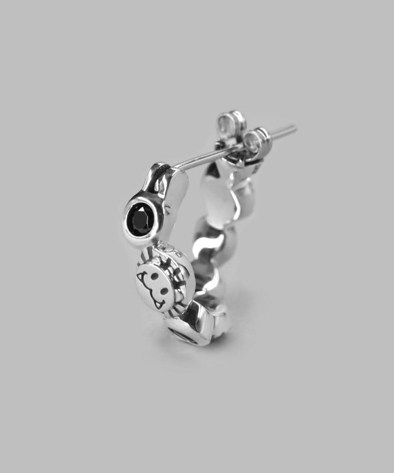 メンズシルバーアクセサリーブランドライオンハートのオリジナルキャラクターLEOが連なったストリートファッションにぴったりのフープピアス(リングピアス)