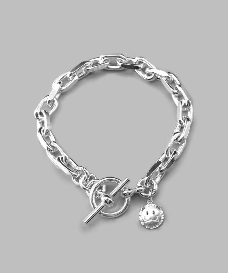 メンズシルバーアクセサリーブランドライオンハートのサイドカットチェーンブレスレット