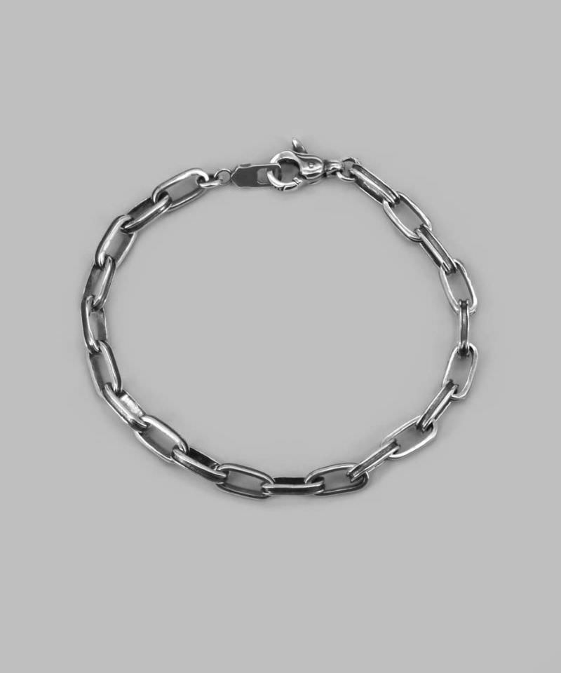 メンズシルバーアクセサリーライオンハートのシンプルなシルバーチェーンブレスレット
