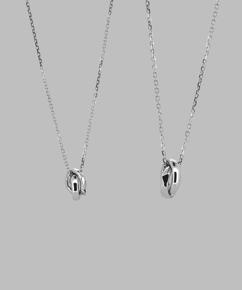 メンズシルバーアクセサリーブランドライオンハートのダブルリングモチーフのシンプルなペアネックレス