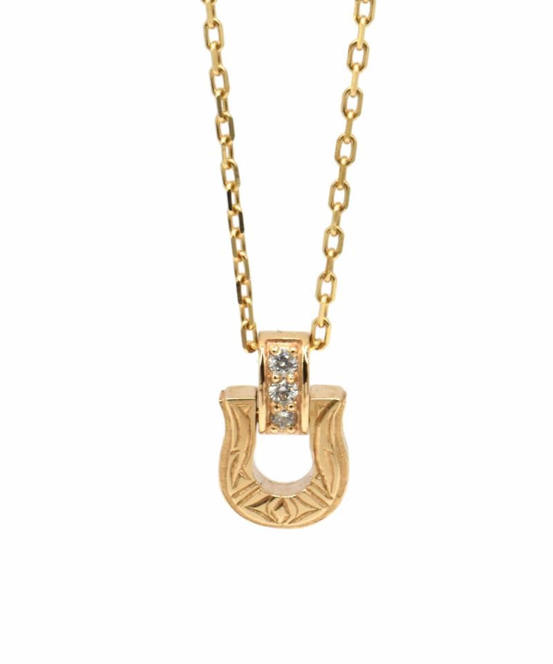 メンズシルバーアクセサリーブランドライオンハートのゴールド素材のシンプルなホースシューネックレス