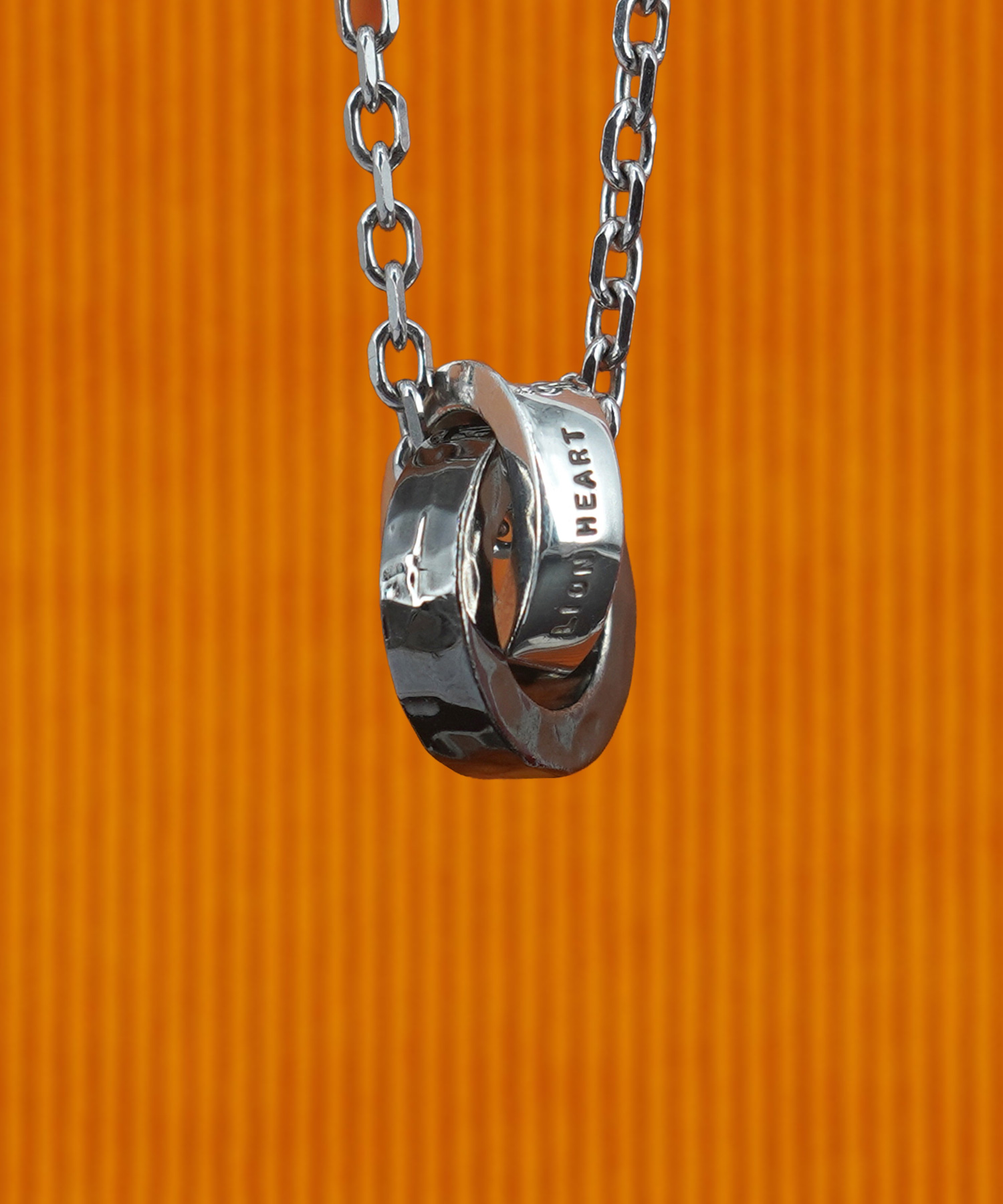 Tsuchime W Ring Necklace(silver×black)