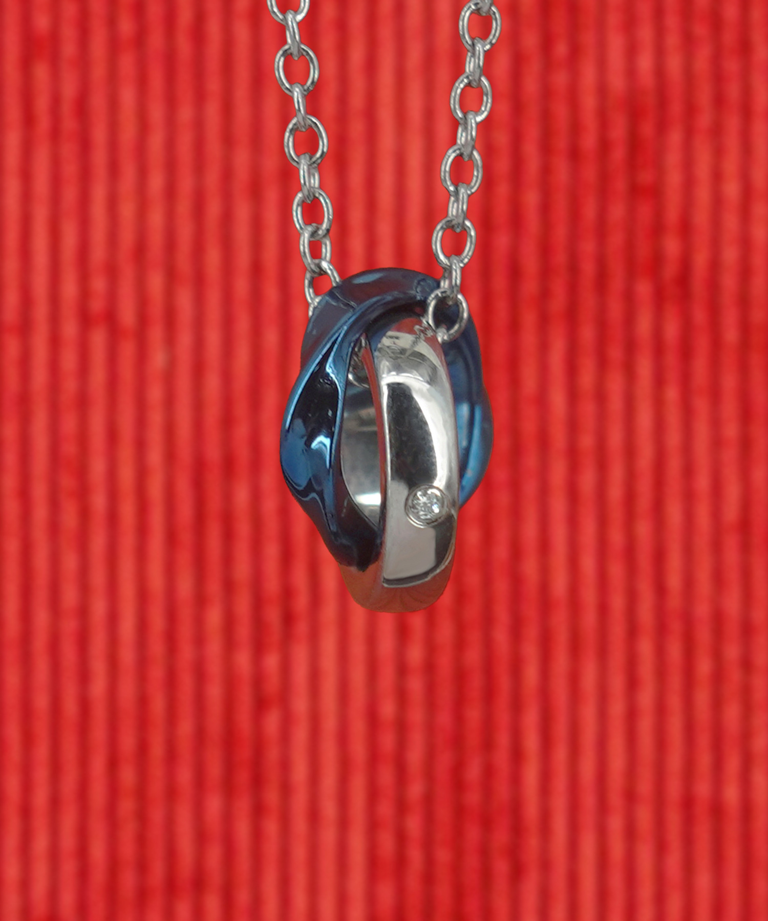 Wave W Ring Necklace(blue)