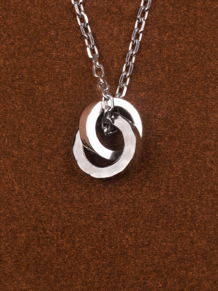 Tsuchime W Ring Necklace (silver×black)