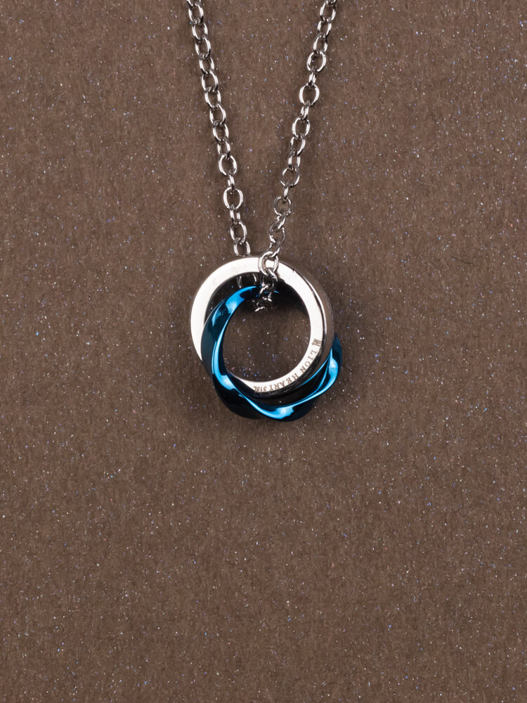 Wave W Ring Necklace (blue)
